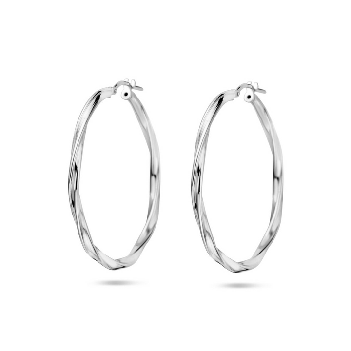 House of SIS  zilveren oorringen gedraaid 36 mm