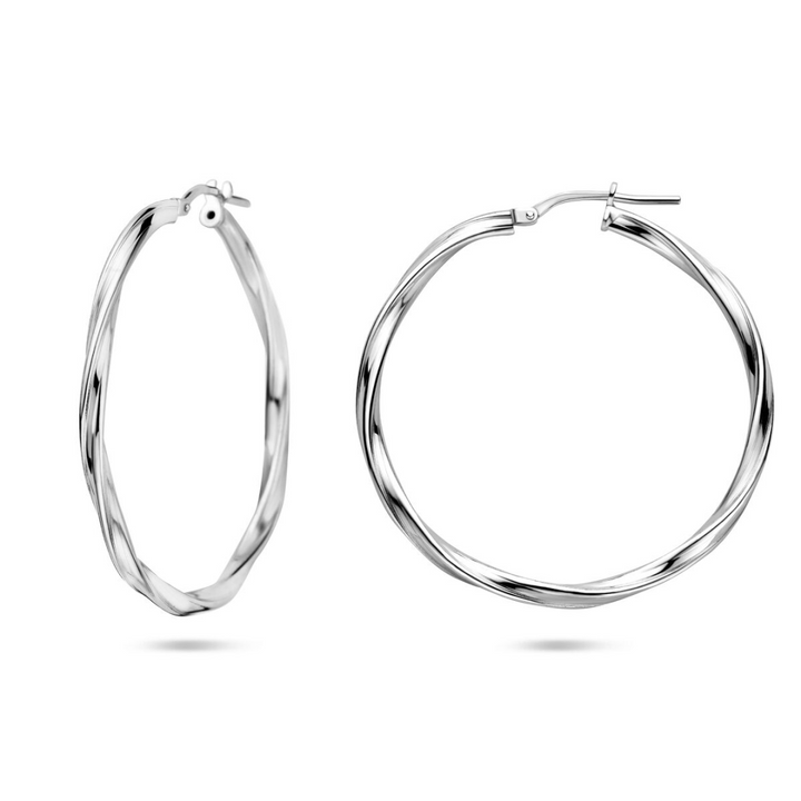 House of SIS  zilveren oorringen gedraaid 36 mm