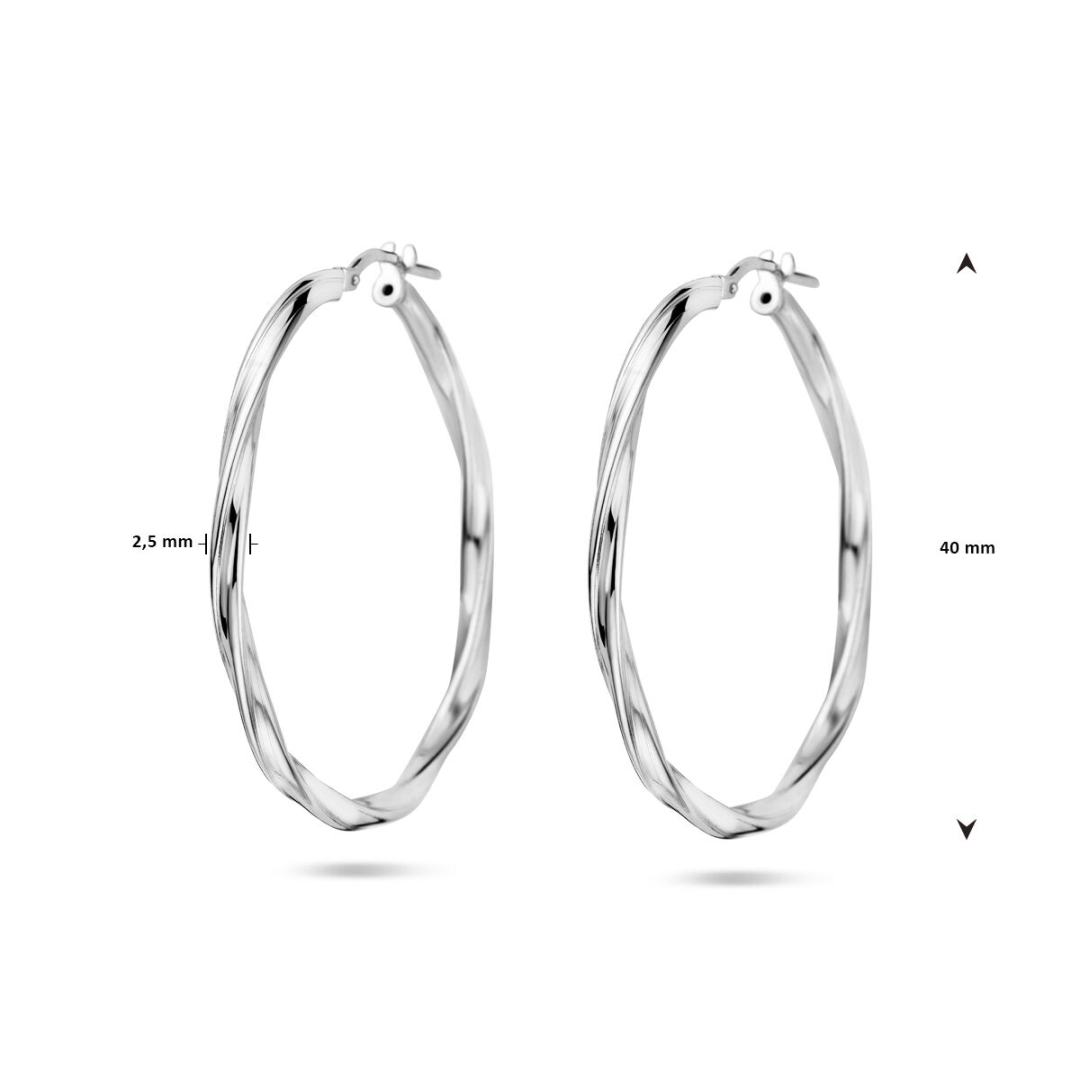 House of SIS  zilveren oorringen gedraaid 36 mm