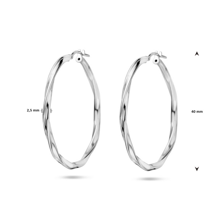 House of SIS  zilveren oorringen gedraaid 36 mm