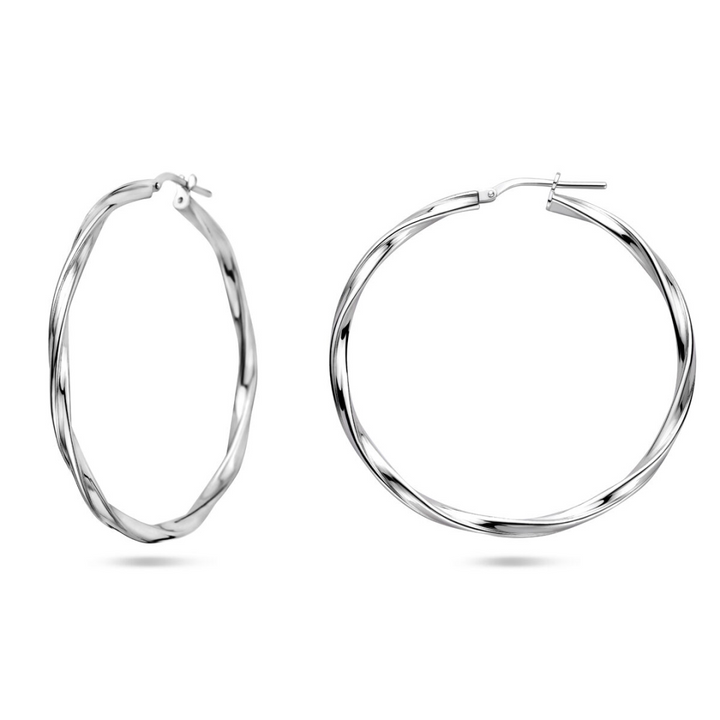 House of SIS  zilveren oorringen gedraaid 40 mm