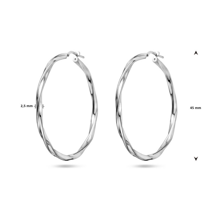 House of SIS  zilveren oorringen gedraaid 40 mm