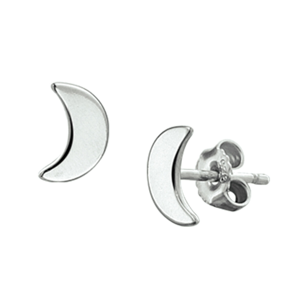 House of SIS | Zilveren poli uitgevoerde oorknoppen maan