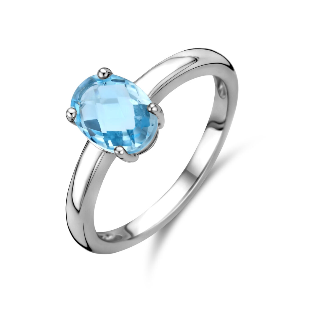 House of SIS | Zilveren ring met blauw topaas