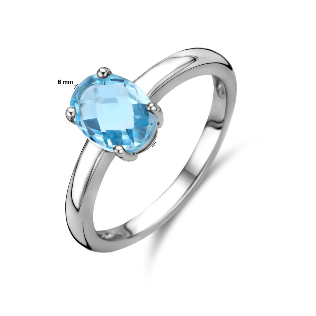 House of SIS | Zilveren ring met blauw topaas