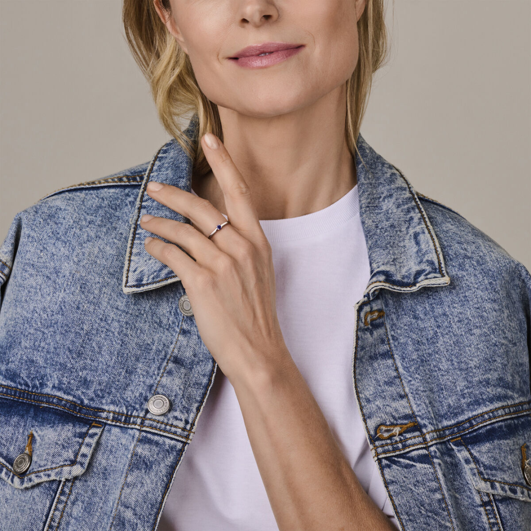 House of SIS | Zilveren ring met geboortesteen september saffier