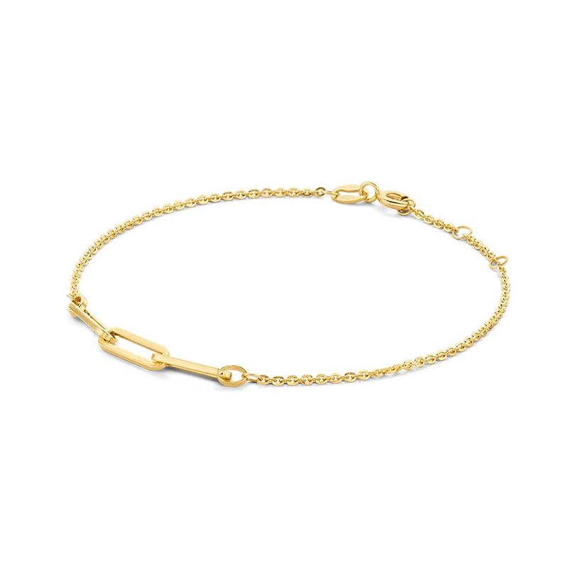 Jackie Gold | 14 karaat geelgouden armband met 3 gouden rechthoekige schakels | Lungomare