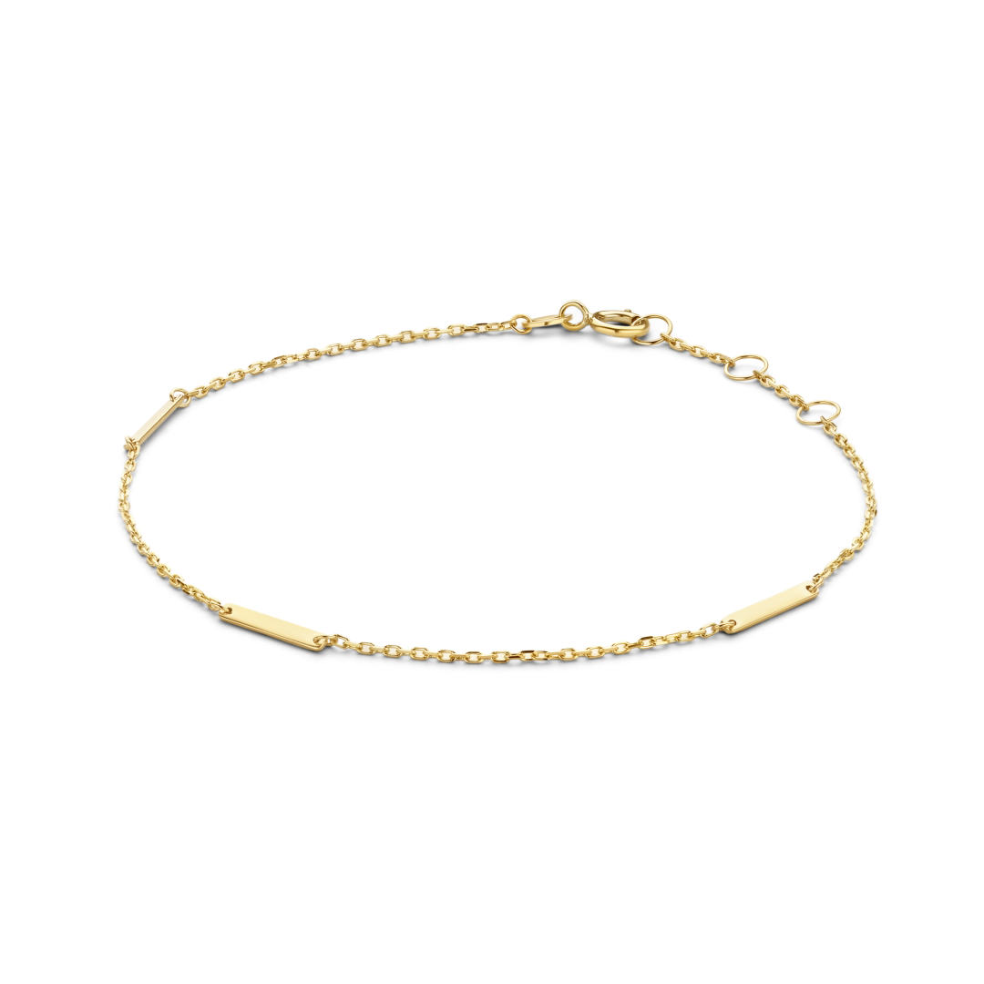 Jackie Gold | 14 karaat geelgouden armband met 3 rechthoekige staafjes | Triple Bar