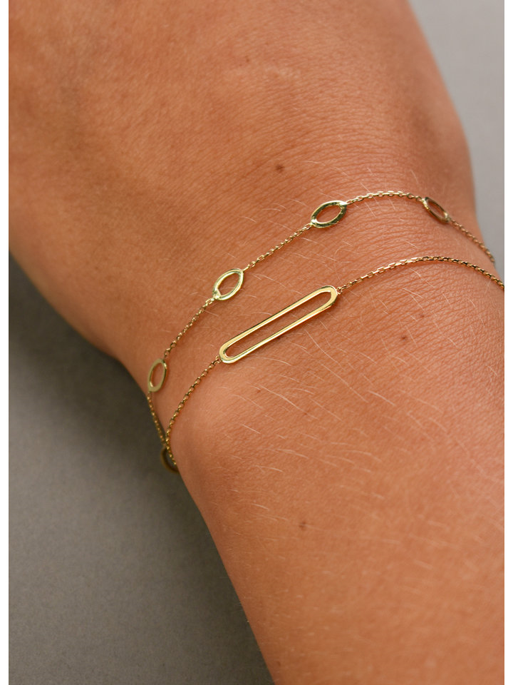 Jackie Gold | 14 karaat geelgouden armband met 7 ovaal elementen | Bahia Oval