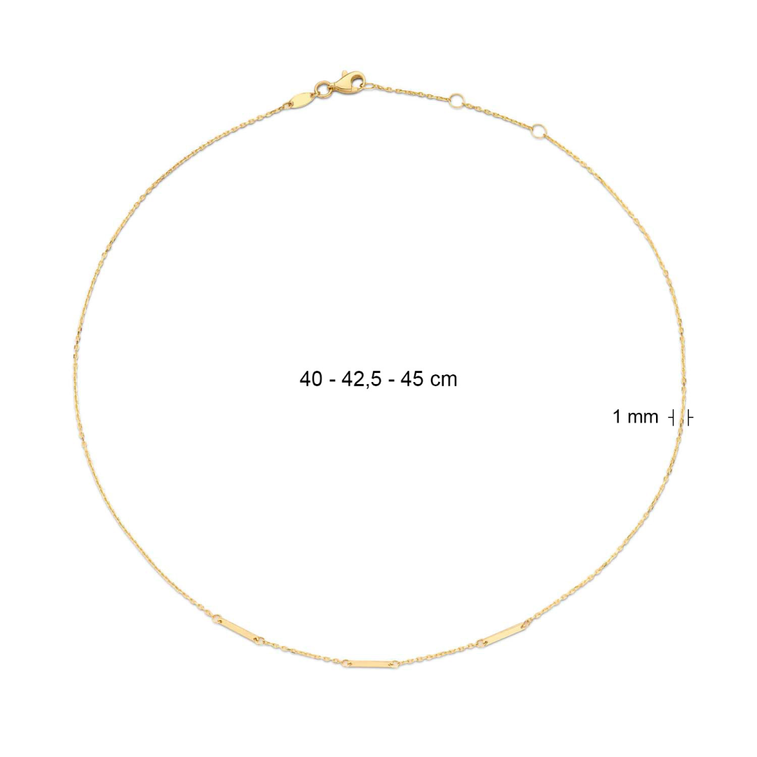 Jackie Gold | 14 karaat geelgouden collier met daaraan 3 staafjes | Triple Bar
