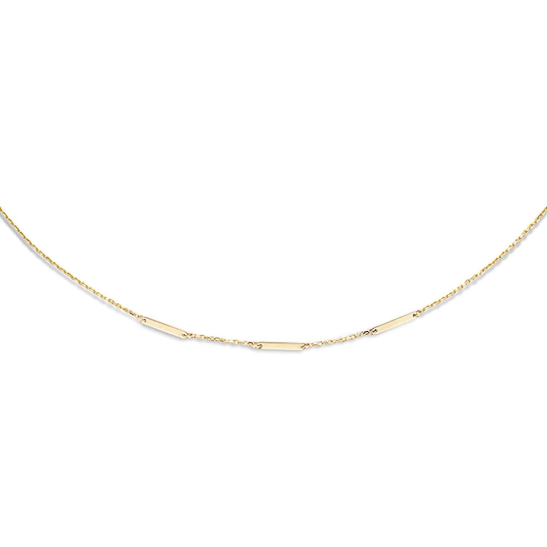 Jackie Gold | 14 karaat geelgouden collier met daaraan 3 staafjes | Triple Bar