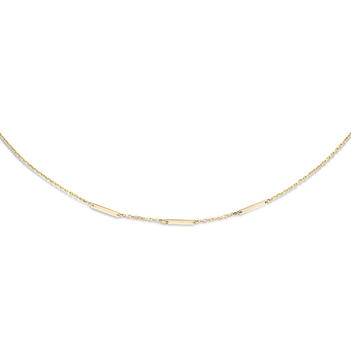 Jackie Gold | 14 karaat geelgouden collier met daaraan 3 staafjes | Triple Bar