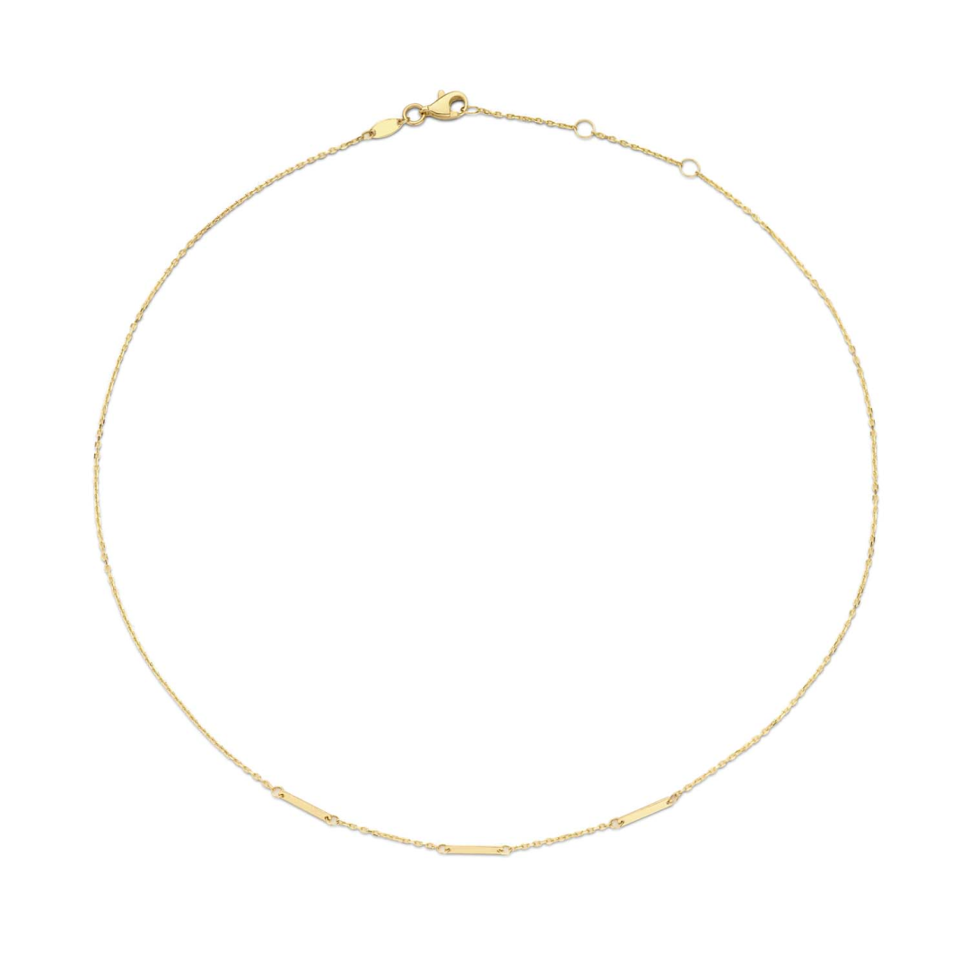 Jackie Gold | 14 karaat geelgouden collier met daaraan 3 staafjes | Triple Bar
