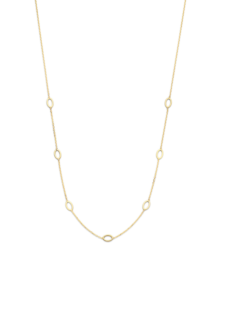 Jackie Gold | 14 karaat geelgouden geslepen anker lang collier met 7 ovalen ogen | Long Ovals Necklace