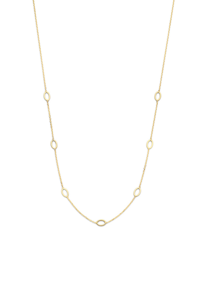 Jackie Gold | 14 karaat geelgouden geslepen anker lang collier met 7 ovalen ogen | Long Ovals Necklace