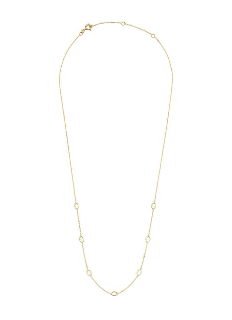 Jackie Gold | 14 karaat geelgouden geslepen anker lang collier met 7 ovalen ogen | Long Ovals Necklace