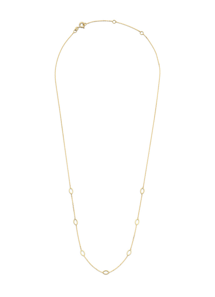 Jackie Gold | 14 karaat geelgouden geslepen anker lang collier met 7 ovalen ogen | Long Ovals Necklace