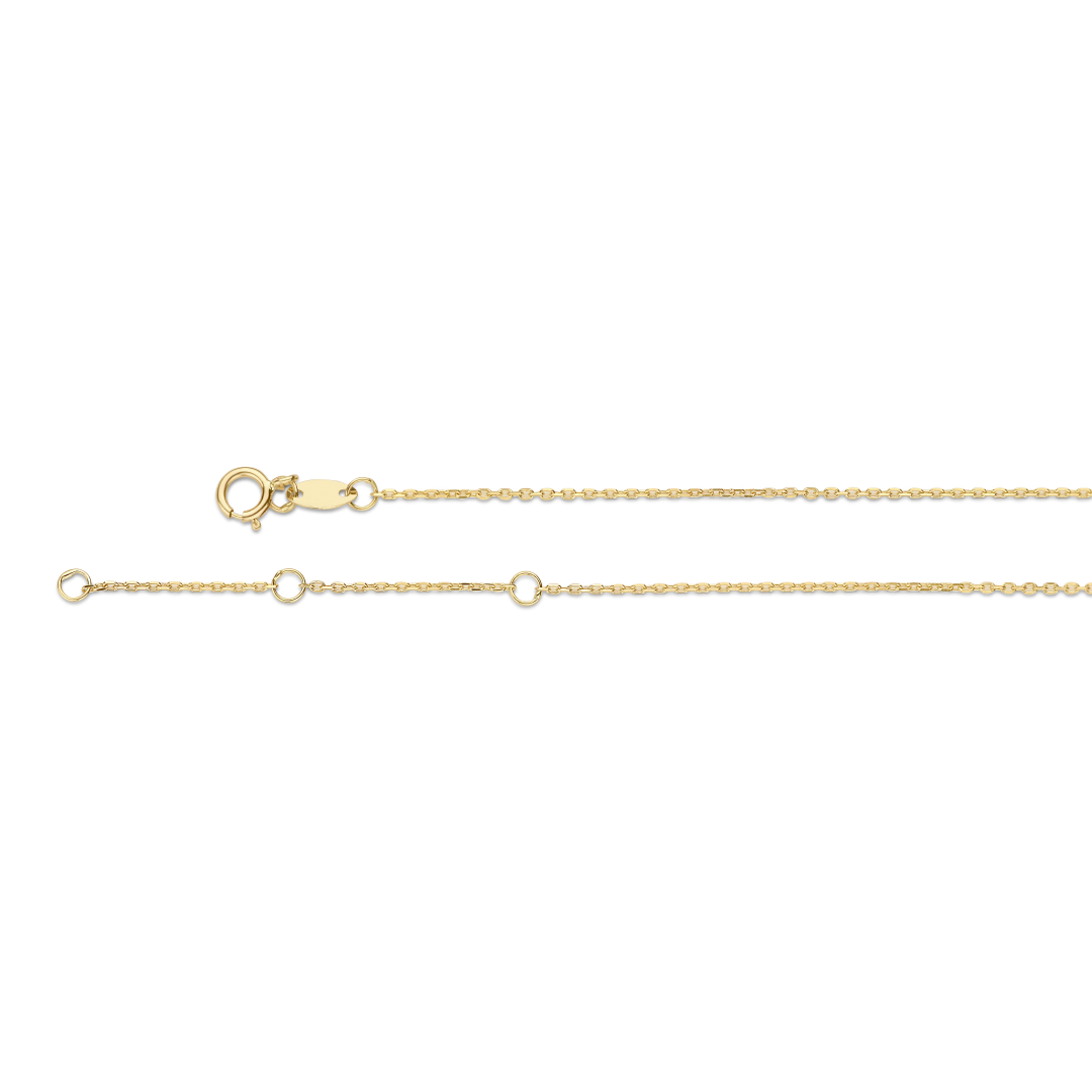 Jackie Gold | 14 karaat geelgouden geslepen lang anker collier met 7 ronde open gouden ogen | Long Circles