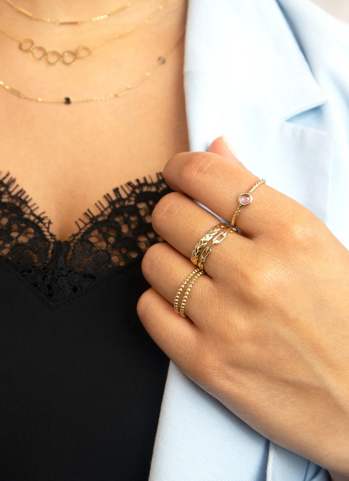 Jackie Gold | 14 karaat geelgouden gevlochten ring | Petit Sablon