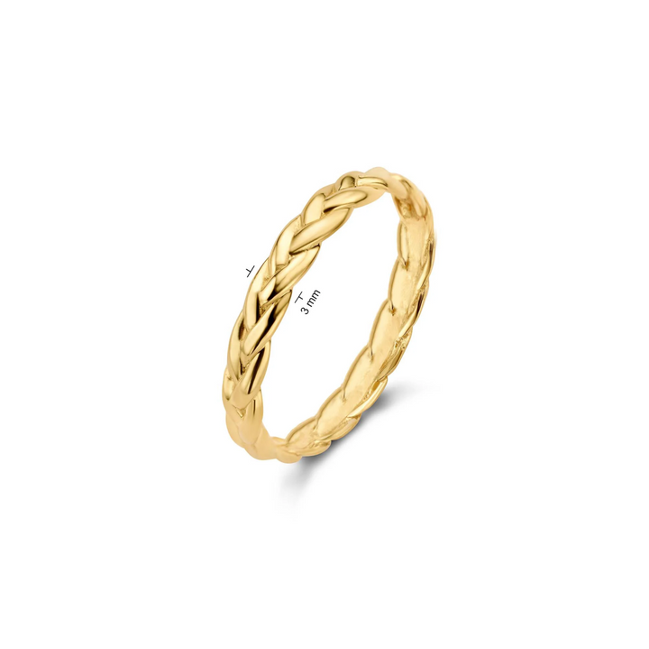 Jackie Gold | 14 karaat geelgouden gevlochten ring | Petit Sablon
