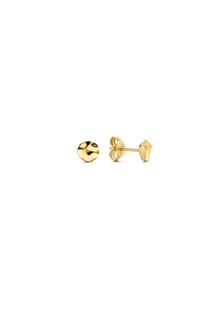 Jackie Gold | 14 karaat geelgouden golvende schijfvormige oorstekers | Wavy Disc Studs