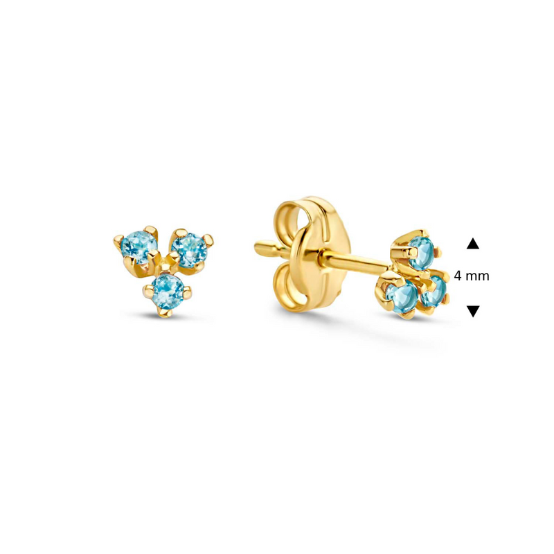 Jackie Gold | 14 karaat geelgouden ooorstekers met 3 topaas steentjes | Triangle Topaz studs