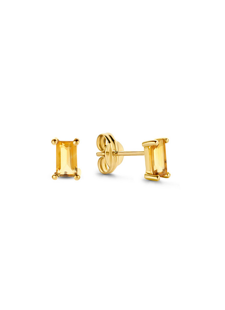 Jackie Gold | 14 karaat geelgouden oorstekers met rechthoekige citrien | Medina Citrine Studs