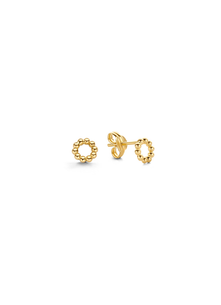 Jackie Gold | 14 karaat geelgouden oorstekers rond van vorm bestaande uit bolletjes | Bubble Circle Studs