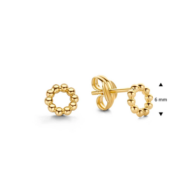 Jackie Gold | 14 karaat geelgouden oorstekers rond van vorm bestaande uit bolletjes | Bubble Circle Studs