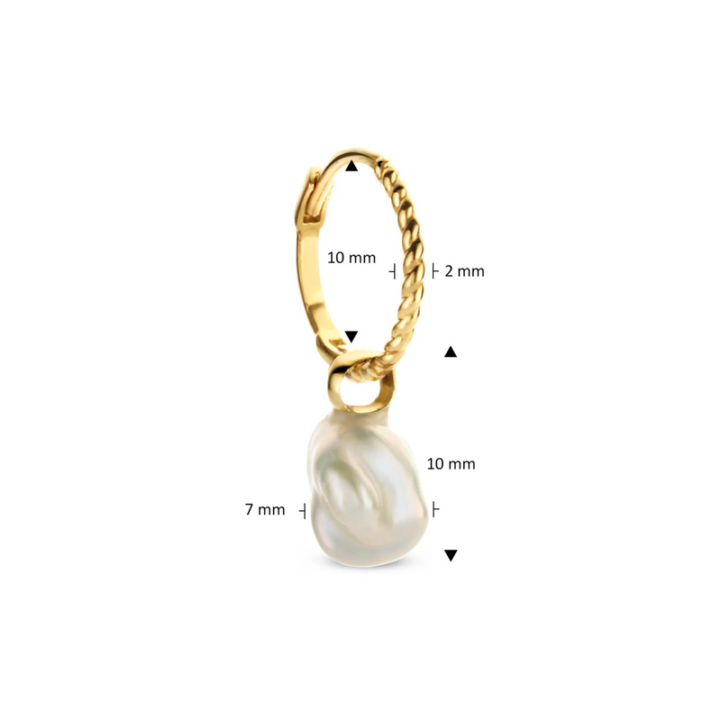 Jackie Gold | 14 karaat geelgouden parel oorbel hanger | Pearl of Mar