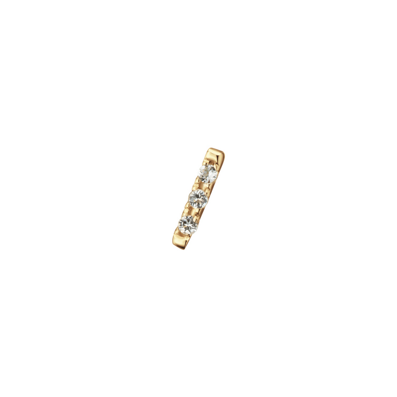 Jackie Gold | 14 karaat geelgouden piercing | BAR WHITE TOPAZ PIERCING