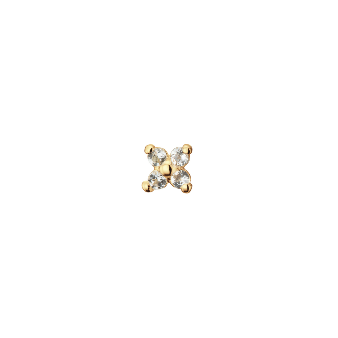 Jackie Gold | 14 karaat geelgouden piercing | BLOOM WHITE TOPAZ PIERCING