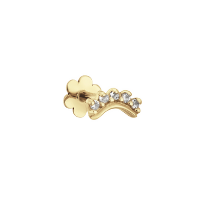 Jackie Gold | 14 karaat geelgouden piercing | CURVE WHITE TOPAZ PIERCING