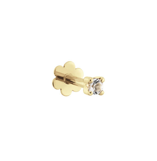 Jackie Gold | 14 karaat geelgouden piercing | SQUARE WHITE TOPAZ PIERCING