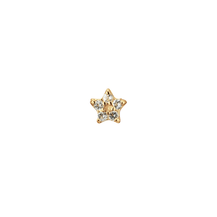 Jackie Gold | 14 karaat geelgouden piercing | STAR WHITE TOPAZ PIERCING
