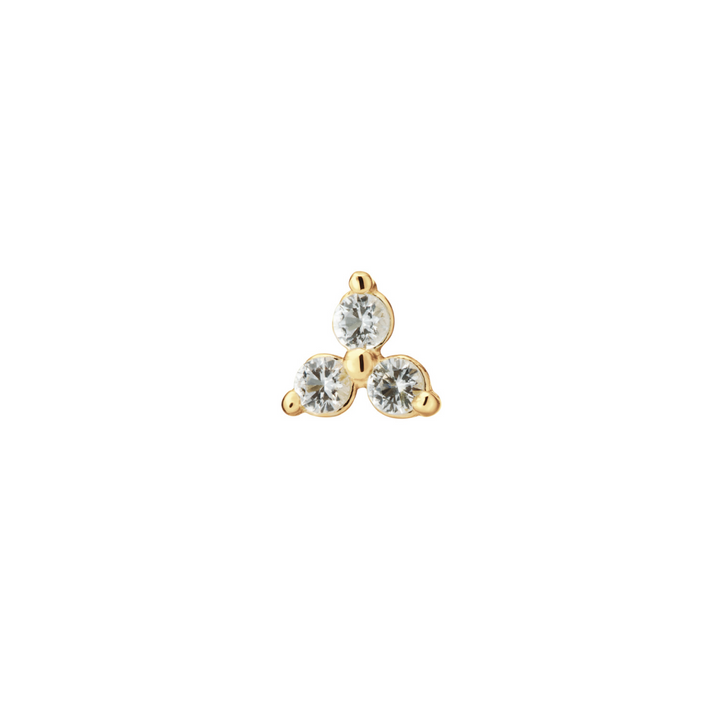 Jackie Gold | 14 karaat geelgouden piercing | TRIANGLE WHITE TOPAZ PIERCING