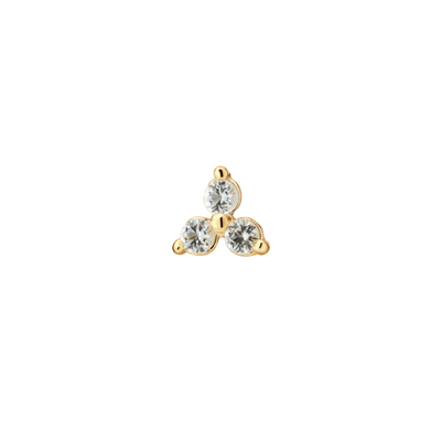 Jackie Gold | 14 karaat geelgouden piercing | TRIANGLE WHITE TOPAZ PIERCING