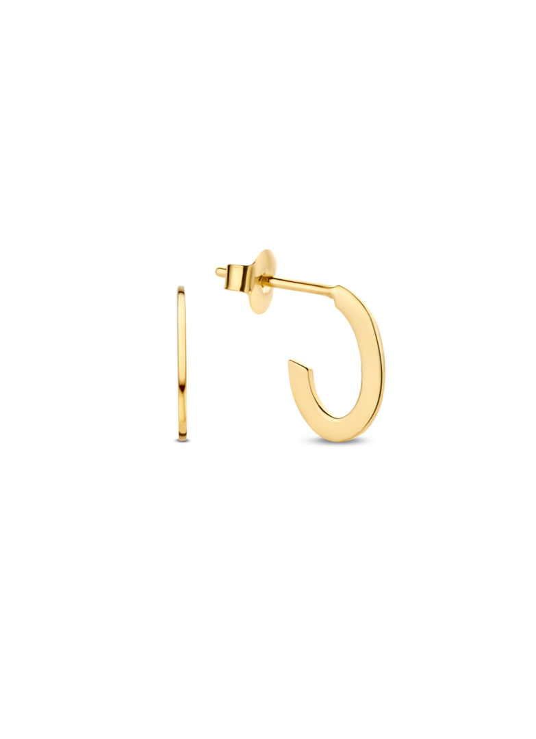 Jackie Gold | 14 karaat geelgouden platte ringvormige oorstekers | Oval Flat