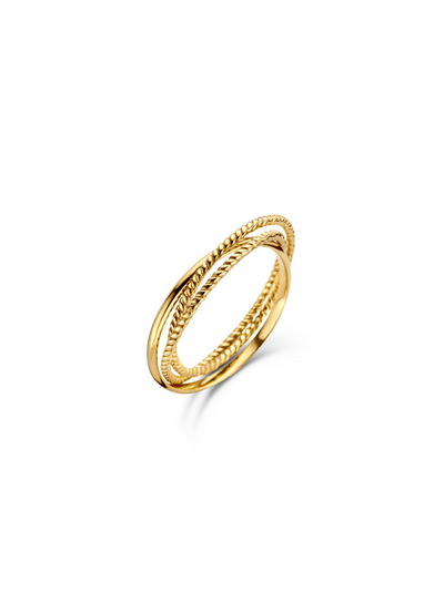 Jackie Gold | 14 karaat geelgouden ring bestaande uit 3 ringen door elkaar | Majorelle Trinity