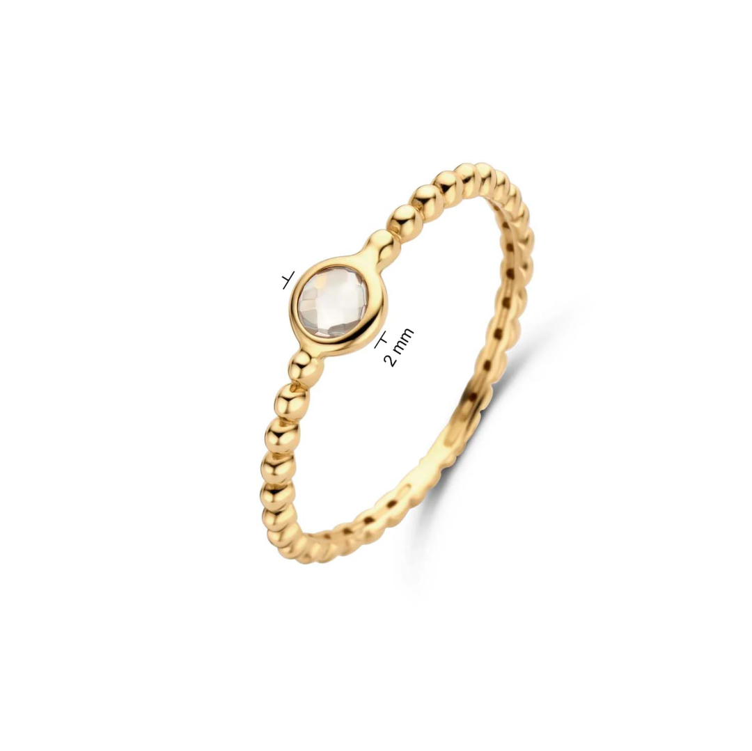 Jackie Gold | 14 karaat geelgouden ring met roze rozenkwarts | Sorrento rosequarts