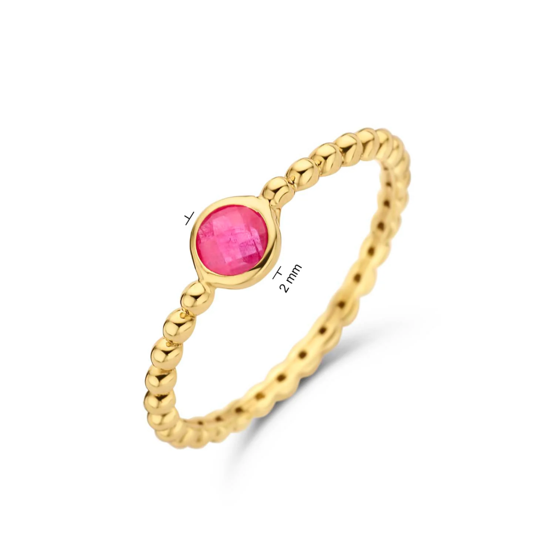 Jackie Gold | 14 karaat geelgouden ring | Sorrento Robijn Bubbel