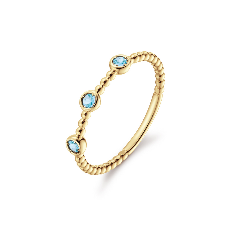 Jackie Gold | 14 karaat geelgouden ring | Trople blue Topaas 585