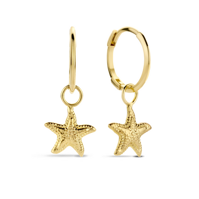 Jackie Gold | 14 karaat geelgouden zeester oorbel hanger | Starfish