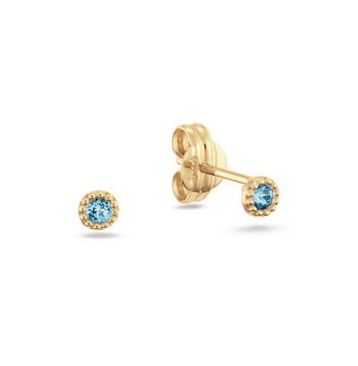 Jackie Gold | 14krts geelgouden oorstekers Grimaldi Lnd BluTopaz