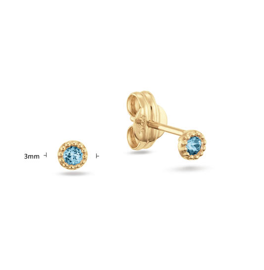 Jackie Gold | 14krts geelgouden oorstekers Grimaldi Lnd BluTopaz