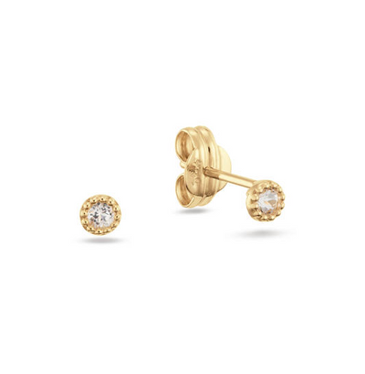 Jackie Gold | 14krts geelgouden oorstekers Grimaldi White Topaz
