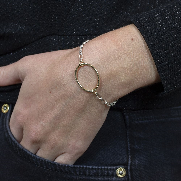 Jeh Jewels | Armband zilveren schakels goldfilled ovaal flexibel