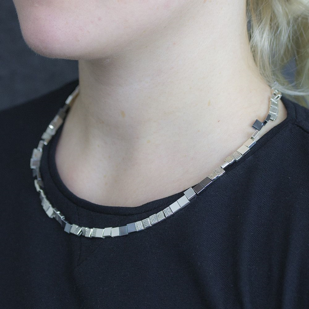 Jeh Jewels | Collier 45 cm zilver blokjes + oxy