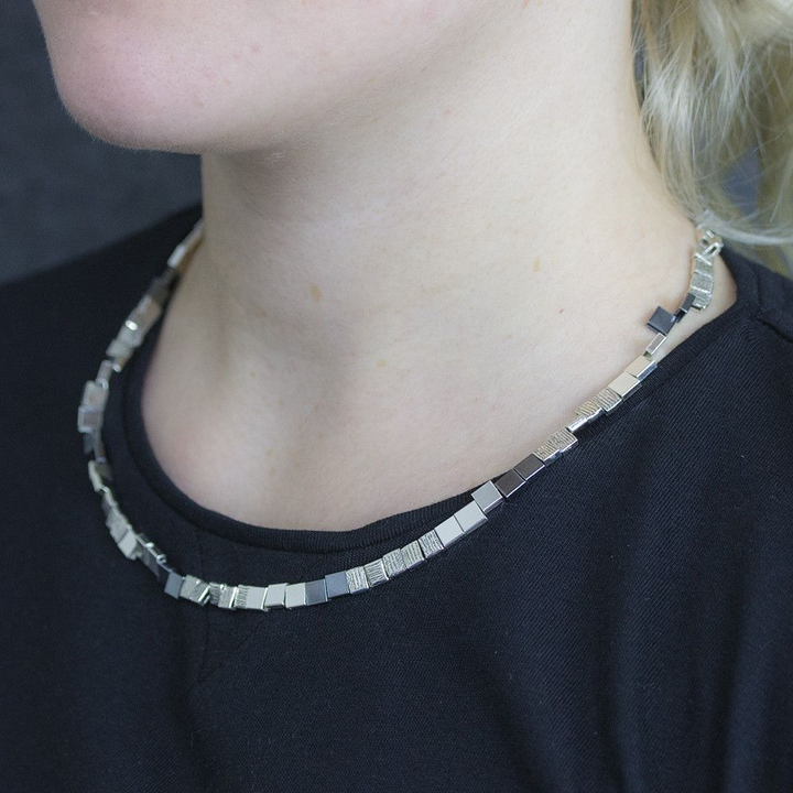 Jeh Jewels | Collier 45 cm zilver blokjes + oxy