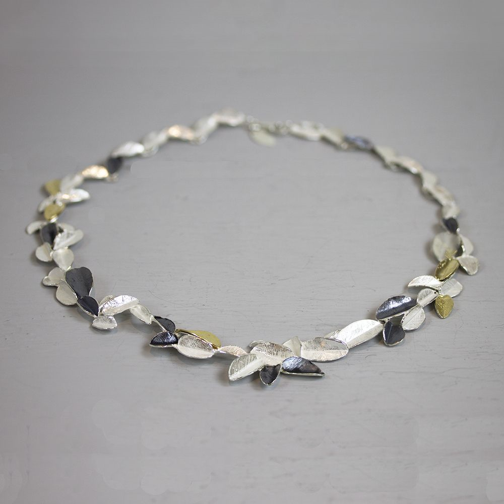 Jeh Jewels | Collier zilver bladvorm + verguld en oxy
